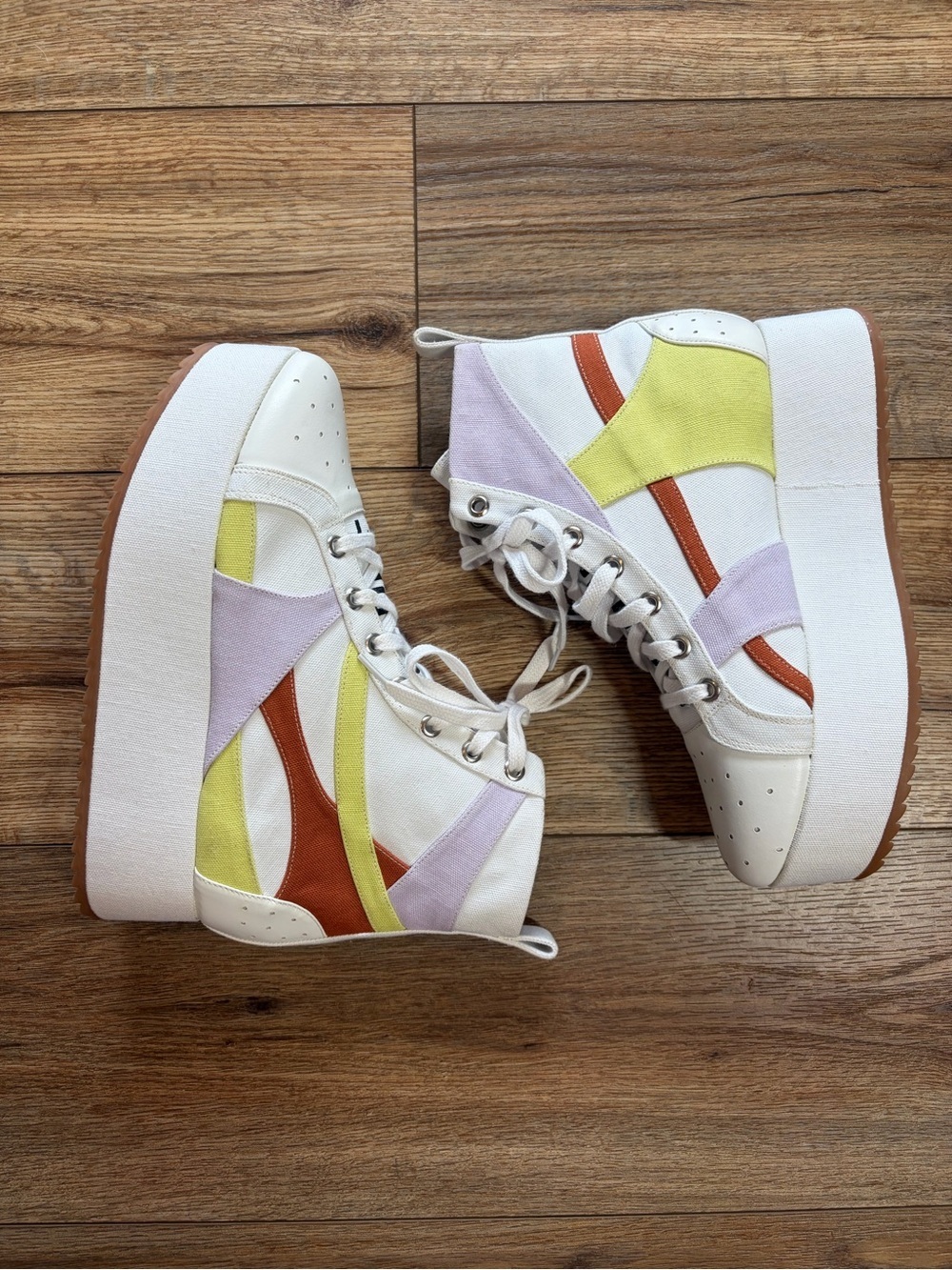 Ruthie Davis "One People" Limited Edition Canvas Colorblock Wedge Sneakers